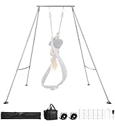 VEVOR Adjustable Yoga Aerial Rig, Aerial Silk Stands with Height Adjustable 5-11FT, Portable Stai...