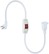 Short Power Extension Cord with On Off Switch - 1.5FT Flat Plug Short 3Prong Extension Cord with ...