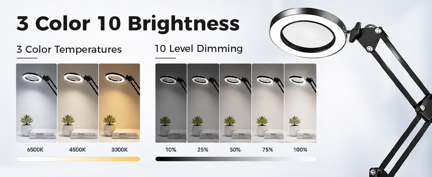 Various colors and brightness levels