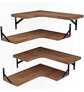 LEOPO Corner Floating Shelves Set of 4, Corner Wood Storage Shelves for Bedroom, Living Room, Kit...