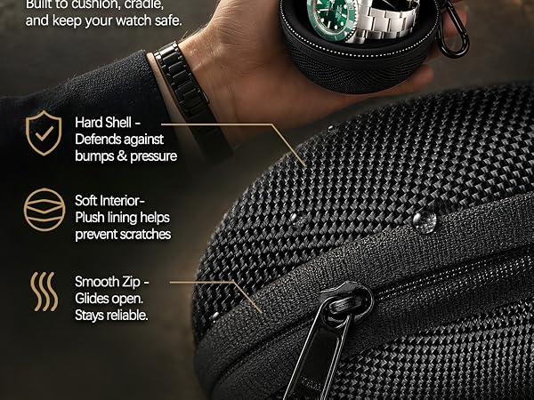 Built to cushion, cradle, and keep your watch safe