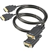 UKYEE HDMI to VGA Cable 6ft 2-Pack, HDMI to VGA 1080P Male to Male Converter for PC,Laptop,Monito...