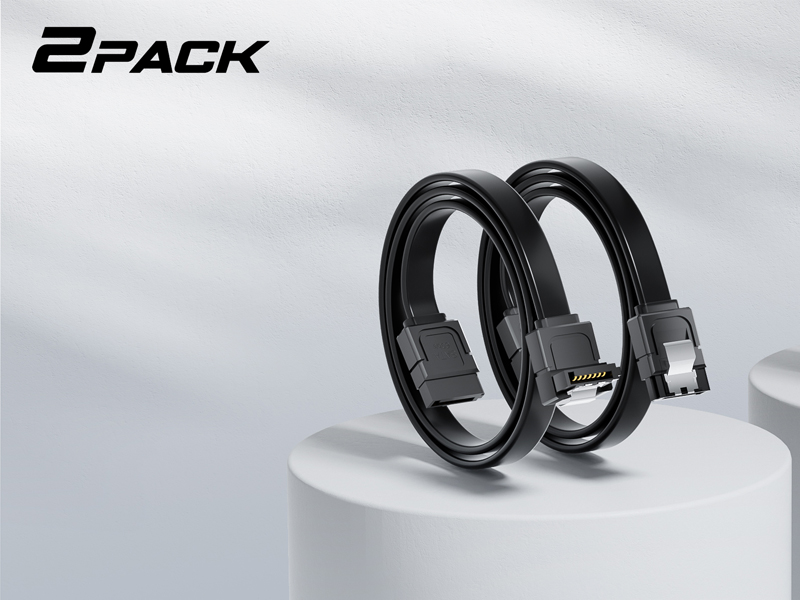 2-Pack 90 Degree Right Angle SATA Cable 18 Inches (6.0 Gbps SATA III Cable 