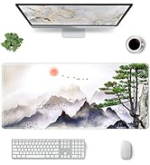 Large Gaming Mouse Pad, XXL Extended Mousepad with Stitched Edges, Non-Slip Base, Water Resist Ke...