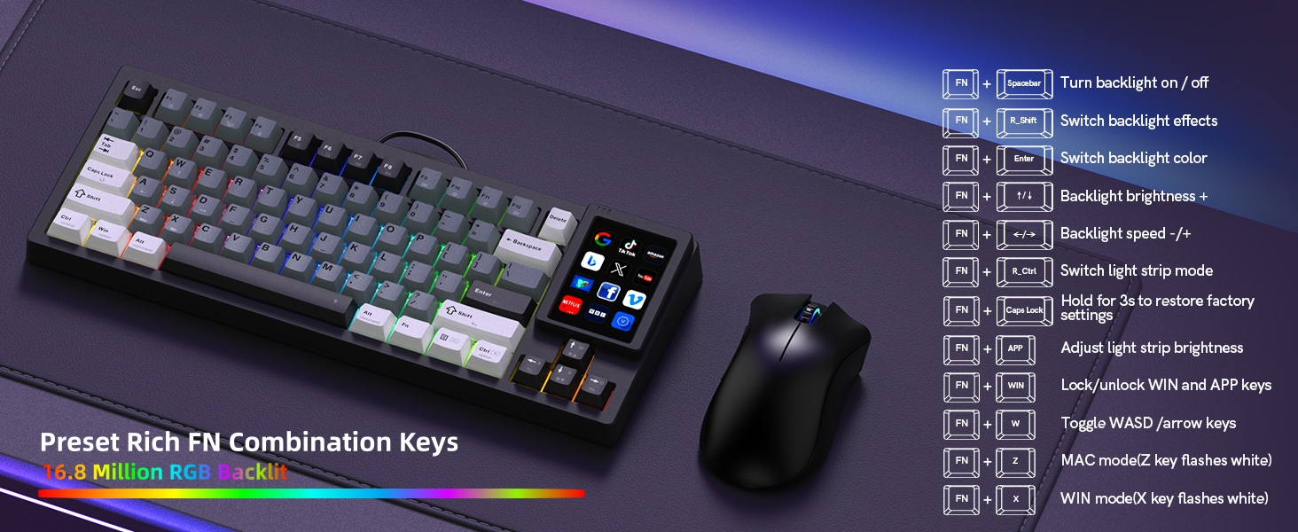 Custom Creamy Keyboard 75% Mechanical Gaming Keyboard Hot-Swappable Keyboard