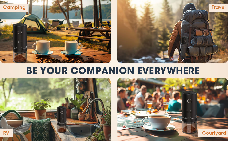 coffee grinder portable cordless travel camping battery powered rechargeable burr electric beans