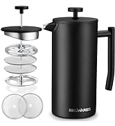 French Press Coffee Maker 50 Oz – Insulated Coffee Press Stainless Steel 304 Large – Double Wall ...
