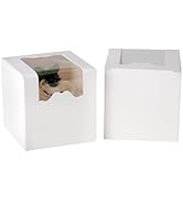 Bssay 20 Pack White Cupcake Boxes Individual with Inserts,Cupcake Boxes with Window Containers fo...