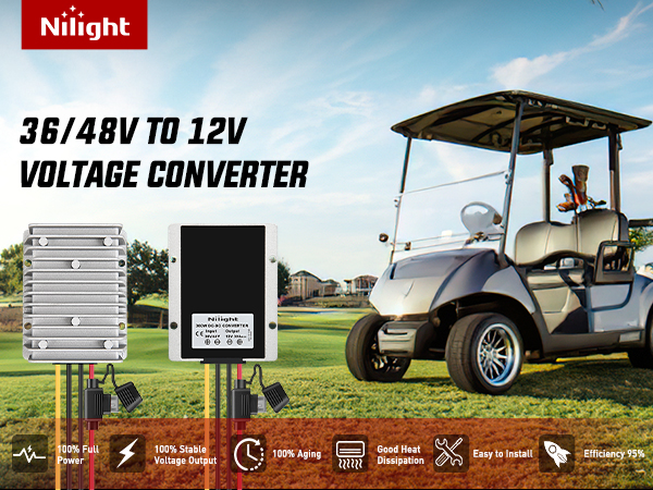 Nilight 360W 48V 36V to 12V 30A DC Converter Regulator Reducer with Fuse