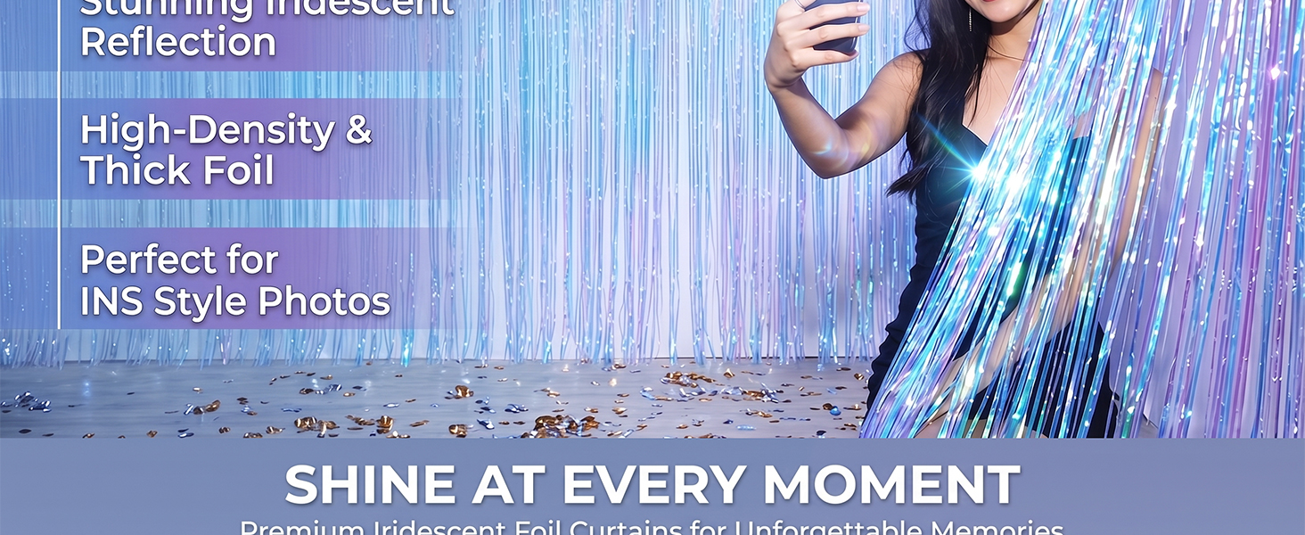 Iridescent Party Decorations Fringe Backdrop