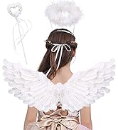 Jackcell Angel Wings for Kids, Angel costume with Halo Magic Wand, Feather Dress Up Props Cosplay...