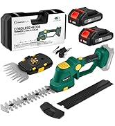 SakerPlus Cordless Hedge Trimmer, 2-in-1 Electric Bush Trimmer and Handheld Grass Cutter, 22V Lig...