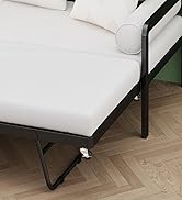 Lutown-Teen Twin Trundle Bed Frame with Metal Slats, Roll-Out Design, Easy Assembly Steel Frame w...