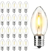 Xingzd 25 Pack C7 LED Replacement Christmas Light Bulb, 0.6W C7 Clear Plastic LED Bulbs for Hallo...