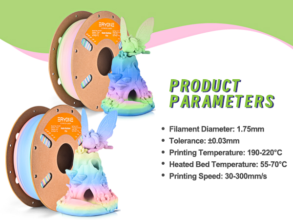  Matte Rainbow 3D Printer PLA Filament , Matte Muticolor Filament PLA 1KG(2.2LBS) Spool