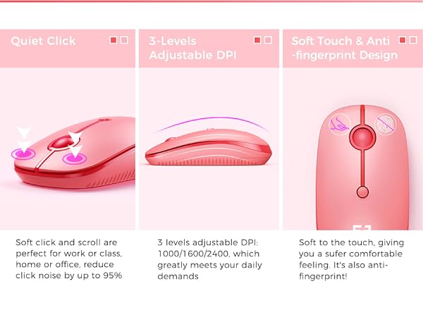 Bluetooth keyboard and mouse combo for ipad iphone tablet cute keyboard multi device keyboard