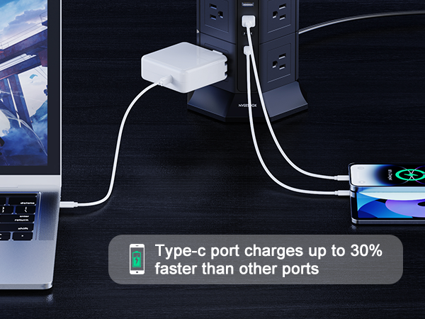 Type-c port charges up to 30%faster than other ports