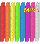 64 Pack Plastic Ruler 12 Inch in Bulk, Plastic Rulers in Assorted Colors, Clear Ruler with Inches...