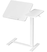 DUMOS Overbed Bedside Table Adjustable with Wheels, Mobile Standing Stand Up Rolling Laptop PC De...