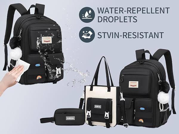 Girls Backpack Black Splash-Proof