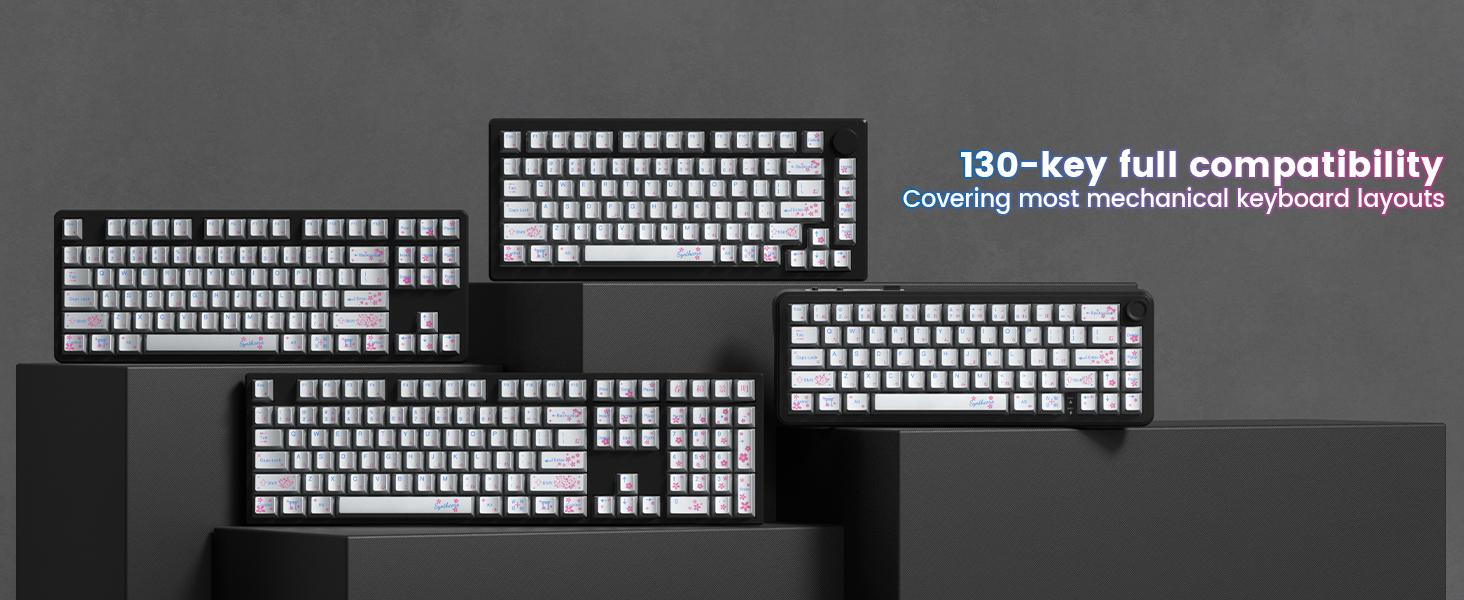 Keyboard keycaps Set, Double Shot PBT keycaps,Cherry Profile Custom Key caps Metal Coating,Silver