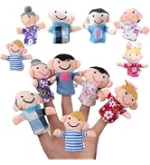 6 Pcs Mini Finger Puppet Set, 6 People Family Members Grandparents Finger Puppets Set, Cloth Velv...