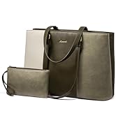 LOVEVOOK Laptop Tote Bag for Women,Work Tote with Wristlet,PU Leather Computer Bag for Teacher,Of...