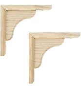 Mcredy 2 PCS Wood Shelf Bracket,6 Inch Triangle Wall Mount L Bracket Shelf Support,Wave Wooden Fl...