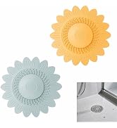 Sunflower Silicone Drain Cover,2-Pack Hair Catcher for Shower Tub Sink, Flower Shape Bathtub Drai...
