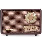 LoopTone FM AM Radio Retro Wood Radio with Bluetooth Play Mp3 and Antenna Built in Speaker for Ki...