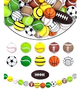 41 PCS FIVEIZERO Sports Focal Beads - Football Silicone Beads, Soccer Ball Beads for Keychains an...