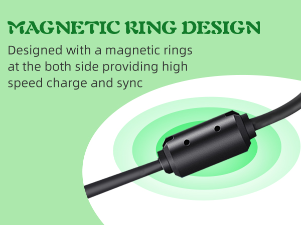 Designed with a magnetic rings at the both side providing high speed charge and sync