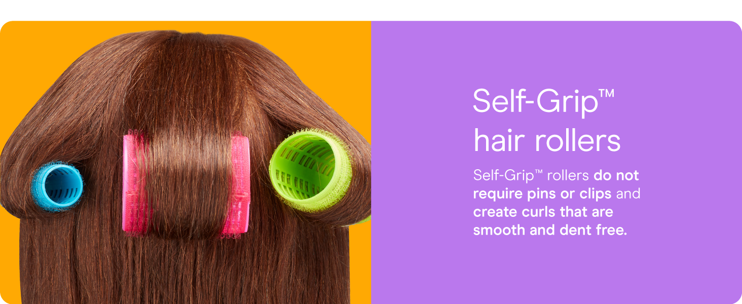 Conair hair curlers self grip rollers short long 31 pack heatless velcro volume tension roller fine.