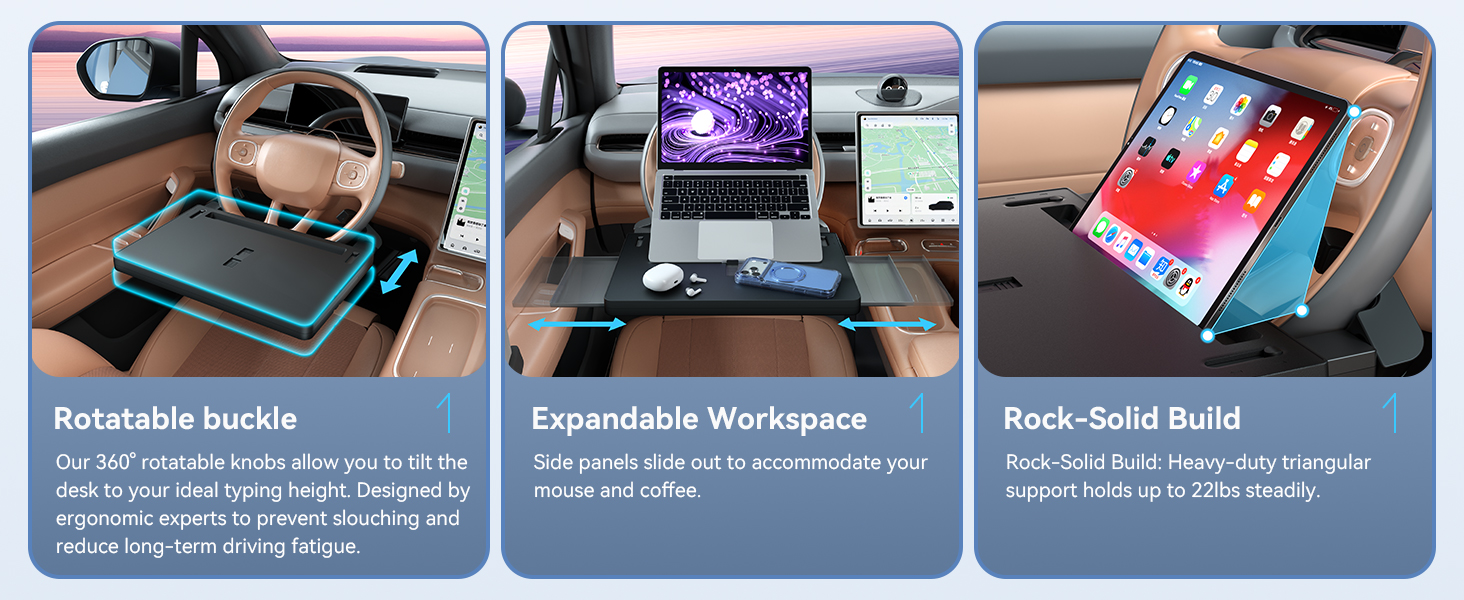 Portable vehicle workspace for car and SUV accessories
