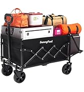 SUNNYFEEL 330lbs Wagons Carts Foldable with Extended Tailgate,Heavy Duty Collapsible Folding Wago...