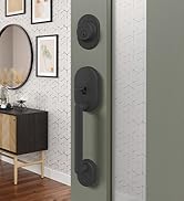 Schlage Remsen Exterior Front Entry Handleset with Deadbolt in Matte Black Finish on front door