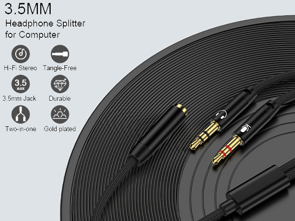 audio splitter headphone splitter aux splitter 1 in 2 out splitter headphone jack trs to adapter