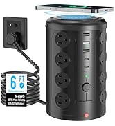 Surge Protector Power Strip - Desk Charging Station with 15W Magnetic Wireless Charger,Multiple O...