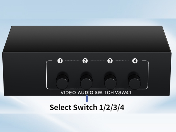 4 in 1 Out R/L RCA Stereo Audio Video Switch Manual Switching audio visual rca composite switcher