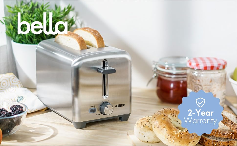 bella 2 slice toaster oven, plastic, stainless steel color