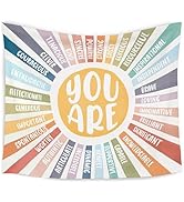WARDOS Boho Sunshine Tapestry, You Are Inspirational Tapestry Wall Hanging, Colorful Boho Sun Pos...
