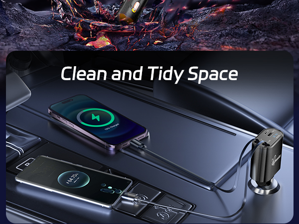 Car Charger,Retractable Car Charger,USB C Car Charger,Car Phone Charger