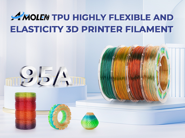 TPU 3D Printer Filament, Transparent Multicolor Rainbow TPU 1.75mm, Color Change Flexible Soft TPU