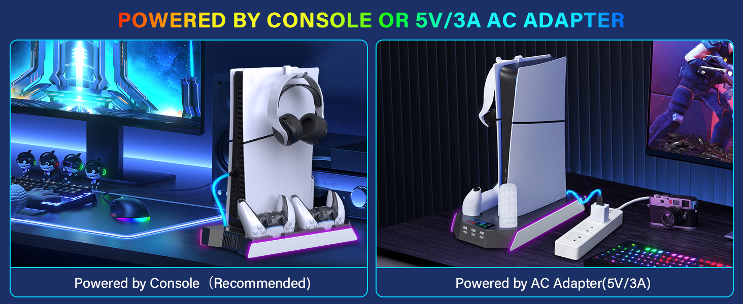 ps5 slim docking station with cooling fan
