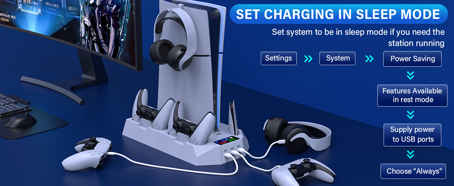 ps5 slim cooling stand with controller charging station and cooling fan