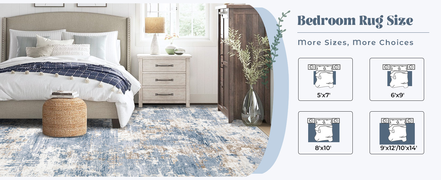 bedroom rug sizes