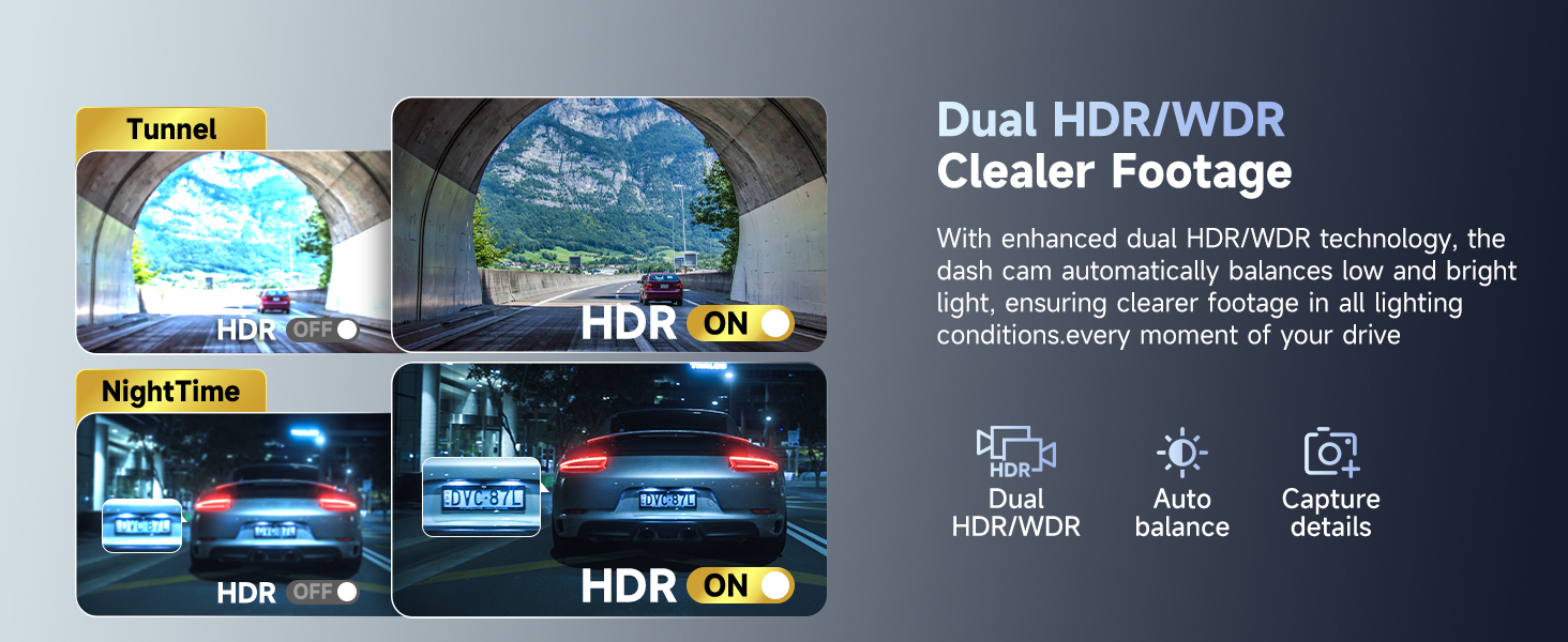 Dual HDR/WDR dash cam
