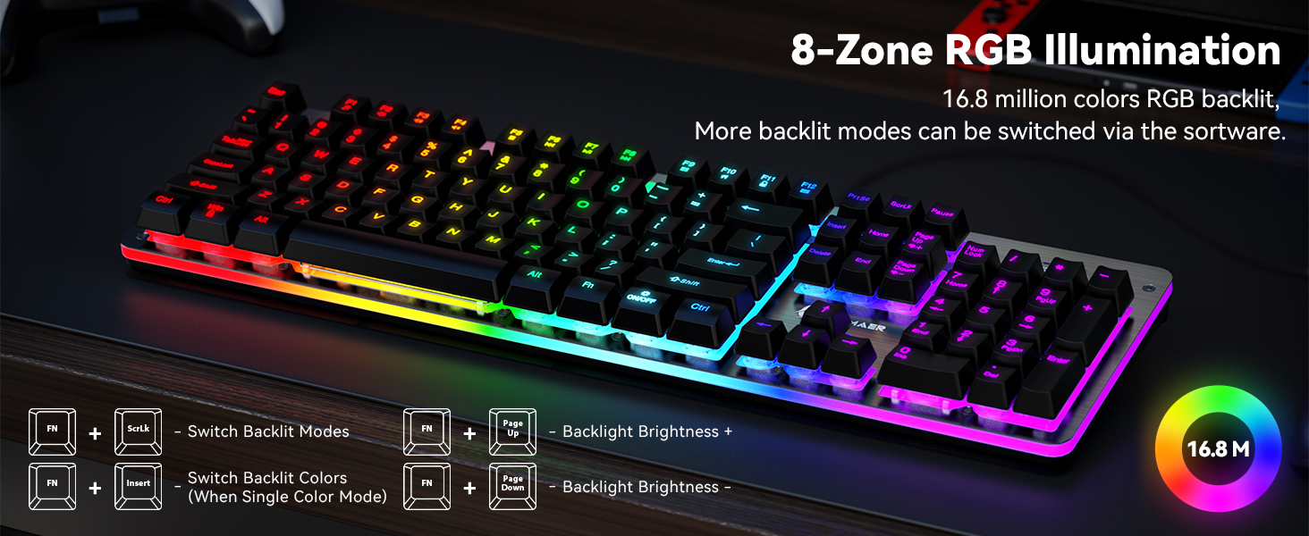 104 keys wired RGB gaming keyboard