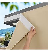 NICETOWN 2 Panels Rod-Free Outdoor Curtains for Patio Waterproof, Velcro Top &amp; Back Tab Bottom wi...