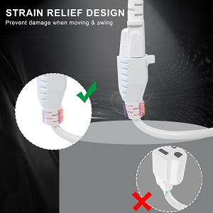 Short 3Prong Power Extension Cord - White 6inch Mini Indoor Grounded Extension Cord